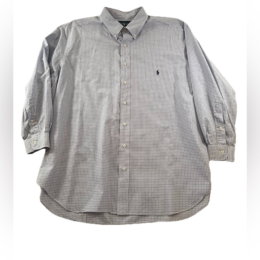 Men's Ralph Lauren Men's Classic Fit Long Sleeve Shirt Blue Check Size 2X Big